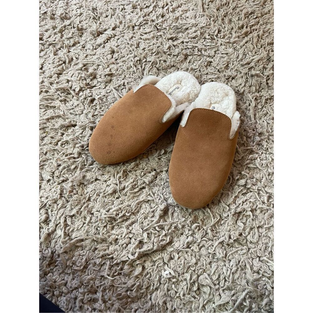 Madewell The Ezra Slippers Brown Suede Upper Shearling‎ Lining Size 6 Women’s